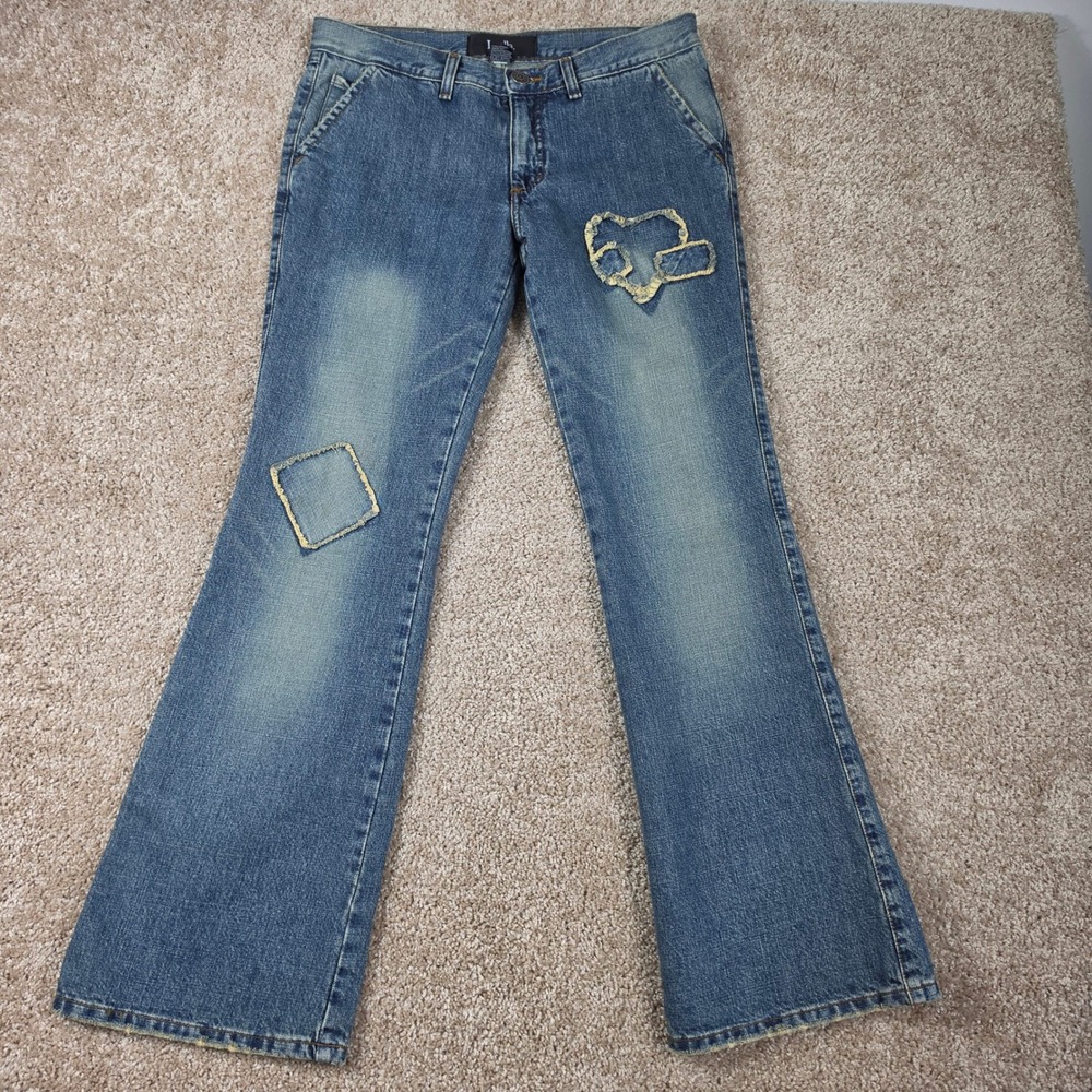 Luella for Target Jeans Low Rise Y2K Patchwork Heart Bootcut Flare Denim - Picture 2 of 10
